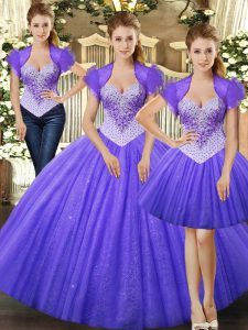 Fuchsia Sleeveless Floor Length Beading Lace Up Quinceanera Dresses