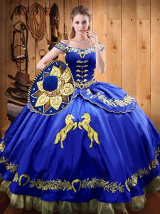 Sexy Sleeveless Beading and Embroidery Lace Up Ball Gown Prom Dress