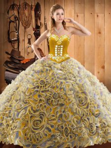 Multi-color Sleeveless With Train Embroidery Lace Up Ball Gown Prom Dress