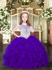 Excellent Organza Sleeveless Floor Length Child Pageant Dress and Beading and Ruffles