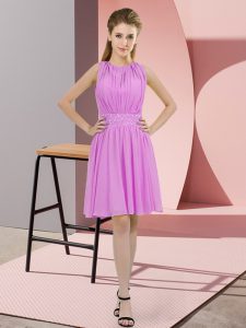 Chiffon Scoop Sleeveless Zipper Sequins Damas Dress in Lilac