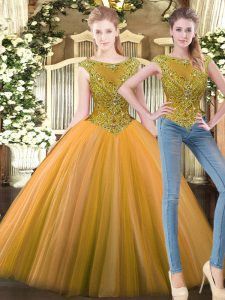 Sleeveless Beading Zipper Quinceanera Gown