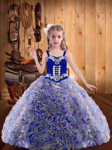 Exquisite Floor Length Ball Gowns Sleeveless Multi-color Little Girl Pageant Gowns Lace Up