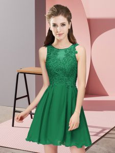 Discount Dark Green Sleeveless Chiffon Zipper Court Dresses for Sweet 16 for Prom and Party and Wedding Party