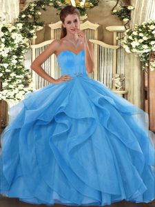 Sleeveless Beading and Ruffles Lace Up Sweet 16 Quinceanera Dress