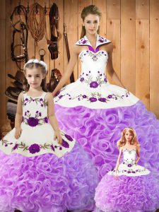 Embroidery Vestidos de Quinceanera Lilac Lace Up Sleeveless Floor Length