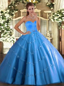 Dramatic Tulle Sleeveless Floor Length Quince Ball Gowns and Beading and Appliques