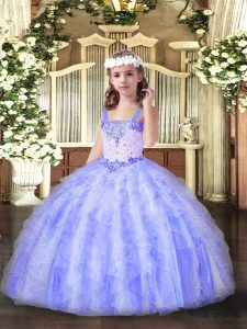 Sleeveless Beading and Ruffles Lace Up Pageant Gowns