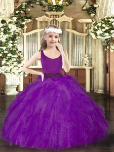 Sleeveless Zipper Floor Length Beading Pageant Dress for Teens