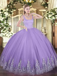 Delicate Sleeveless Appliques Zipper Quinceanera Gown