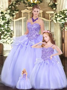 Superior Beading Quinceanera Gowns Lavender Lace Up Sleeveless Floor Length