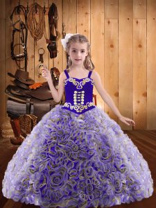 Inexpensive Multi-color Straps Neckline Embroidery and Ruffles Kids Formal Wear Sleeveless Lace Up