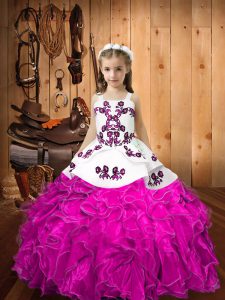 Sleeveless Embroidery and Ruffles Lace Up Pageant Dress Wholesale