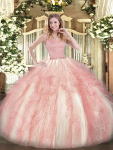 Free and Easy Sleeveless Zipper Floor Length Beading and Ruffles Quinceanera Dress