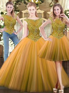 Scoop Sleeveless Zipper Sweet 16 Dresses Olive Green Tulle
