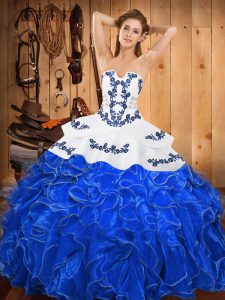 Glamorous Sleeveless Lace Up Floor Length Embroidery and Ruffles Sweet 16 Dresses