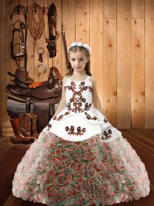 Floor Length Ball Gowns Sleeveless Multi-color Little Girl Pageant Dress Lace Up