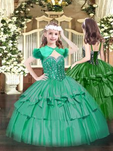 Floor Length Turquoise Pageant Gowns Straps Sleeveless Lace Up