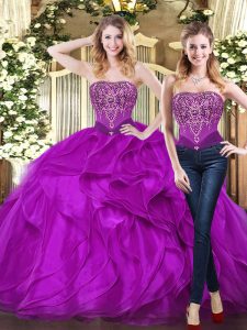 Floor Length Purple Quinceanera Dresses Sweetheart Sleeveless Lace Up