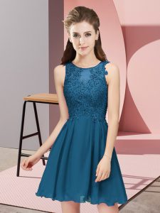 Mini Length Empire Sleeveless Teal Quinceanera Court of Honor Dress Zipper