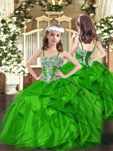 Sleeveless Lace Up Floor Length Appliques and Ruffles Pageant Dress for Teens