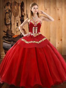 Decent Red Sleeveless Tulle Lace Up Quinceanera Gown for Military Ball and Sweet 16 and Quinceanera
