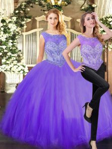 New Style Floor Length Eggplant Purple Quinceanera Dresses Scoop Sleeveless Zipper