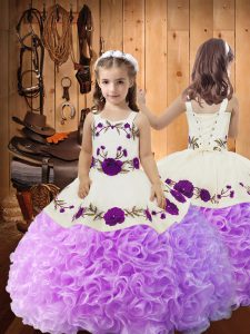 Cheap Fabric With Rolling Flowers Sleeveless Floor Length Pageant Dress and Embroidery and Ruffles