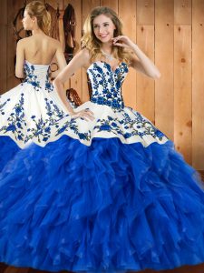Sweetheart Sleeveless Lace Up Sweet 16 Quinceanera Dress Blue Tulle