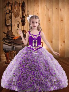 Multi-color Sleeveless Fabric With Rolling Flowers Lace Up Pageant Dress for Girls for Sweet 16 and Quinceanera