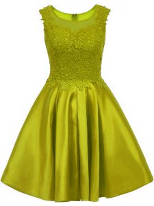 Olive Green Sleeveless Lace Mini Length Damas Dress
