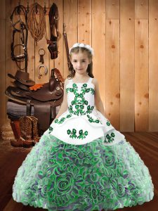 Discount Multi-color Pageant Gowns For Girls Sweet 16 and Quinceanera with Embroidery and Ruffles Straps Sleeveless Lace Up