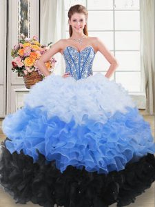 Charming Multi-color Sleeveless Beading and Ruching Floor Length Quinceanera Dresses