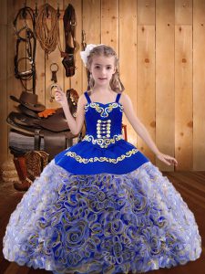 Floor Length Lace Up Girls Pageant Dresses Multi-color for Sweet 16 and Quinceanera with Embroidery and Ruffles