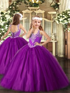 Cheap Sleeveless Beading Lace Up Kids Pageant Dress