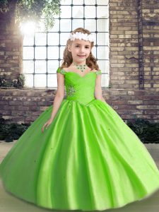 Lace Up Little Girls Pageant Dress Wholesale Beading and Ruching Sleeveless Floor Length
