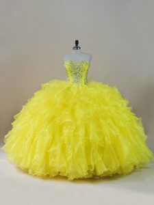 Sumptuous Organza Sleeveless Floor Length Quinceanera Gowns and Beading and Ruffles