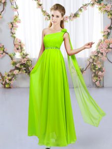 Sleeveless Beading and Hand Made Flower Lace Up Damas Dress