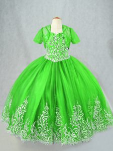 Great Little Girls Pageant Dress Wedding Party with Beading and Embroidery Spaghetti Straps Sleeveless Lace Up