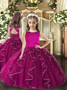 Sleeveless Ruffles Lace Up Little Girl Pageant Gowns
