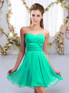 Perfect Turquoise Sweetheart Lace Up Ruching Quinceanera Dama Dress Sleeveless