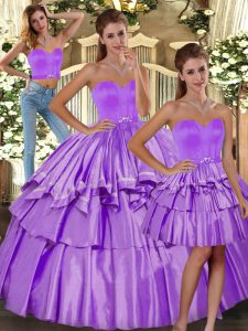 Sexy Lilac Sleeveless Floor Length Ruffled Layers Backless Ball Gown Prom Dress
