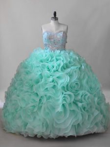 Apple Green Vestidos de Quinceanera Sweetheart Sleeveless Brush Train Lace Up