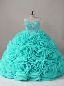 Top Selling Beading 15 Quinceanera Dress Aqua Blue Lace Up Sleeveless