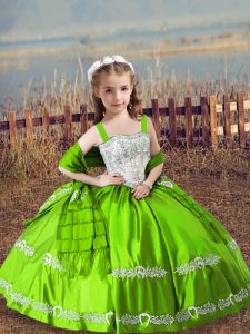 Sleeveless Beading and Embroidery Floor Length Kids Formal Wear