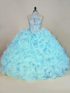 Best Selling Lace Up Sweet 16 Quinceanera Dress Aqua Blue for Sweet 16 and Quinceanera with Beading and Ruffles Brush Train