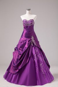 Beautiful Organza Sleeveless Floor Length Quince Ball Gowns and Embroidery