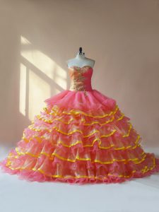 Ball Gowns Sleeveless Pink 15th Birthday Dress Lace Up