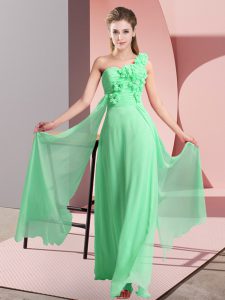 Green One Shoulder Lace Up Hand Made Flower Dama Dress for Quinceanera Sleeveless