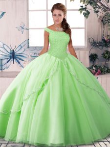 Sophisticated 15th Birthday Dress Tulle Brush Train Sleeveless Beading